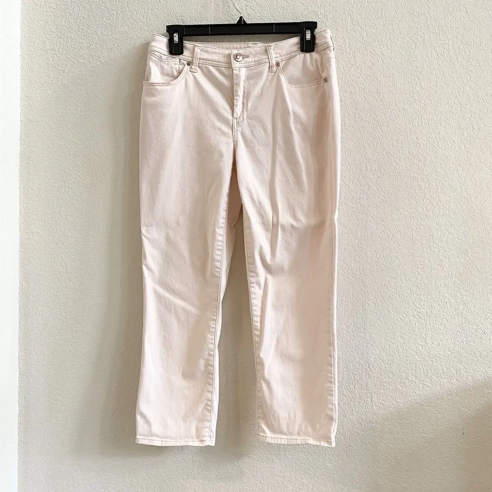 Chico’s Platinum Crop Pants‎ Peach Color Size 2) Stretch